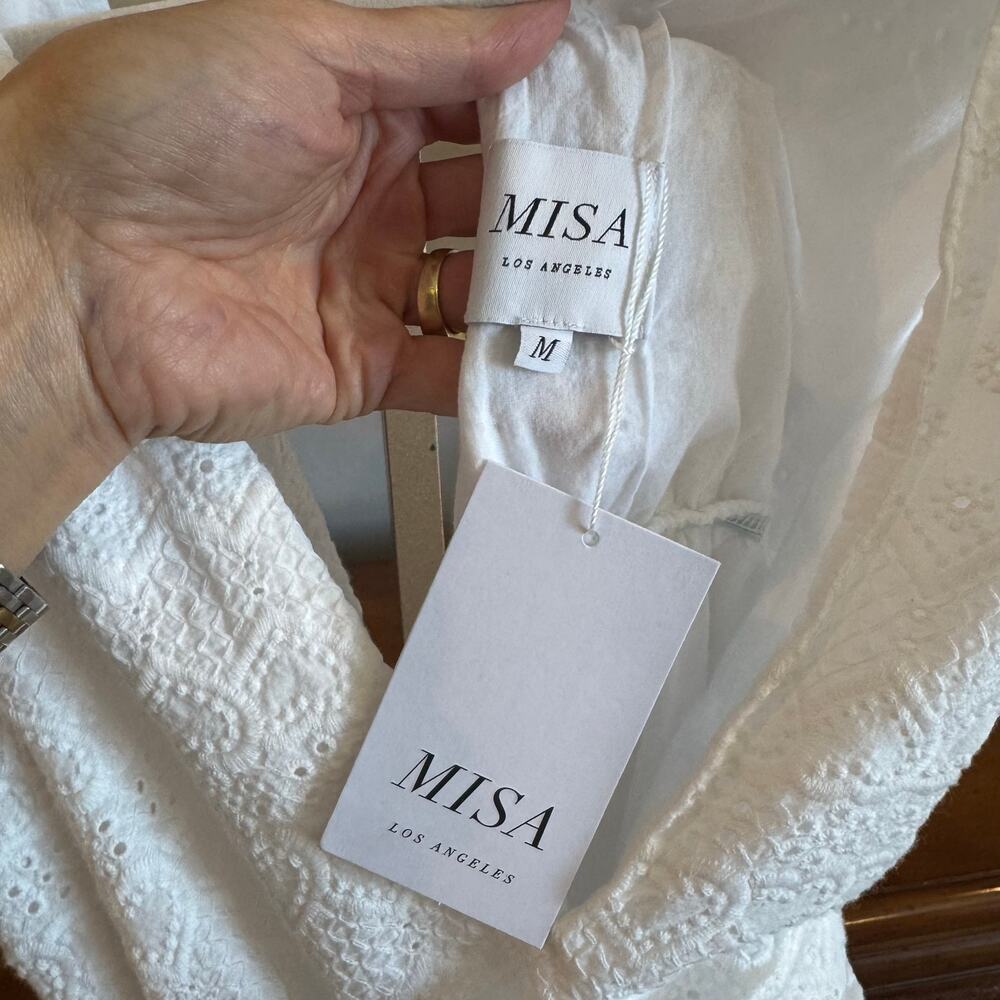 NWT MISA Los Angeles Ksenia Eyelet Maxi Dress White Size M - Picture 4 of 10